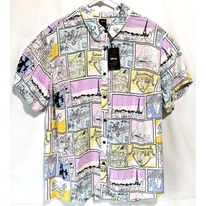 Disney The Aristocats Comic Book Panels Girls Woven Button-Up Plus Size 1